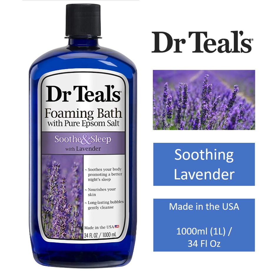 Dr Teals Foaming Bath With Pure Epsom Salt Soothe And Sleep With Lavender 1000ml1l 34 Fl Oz 7075