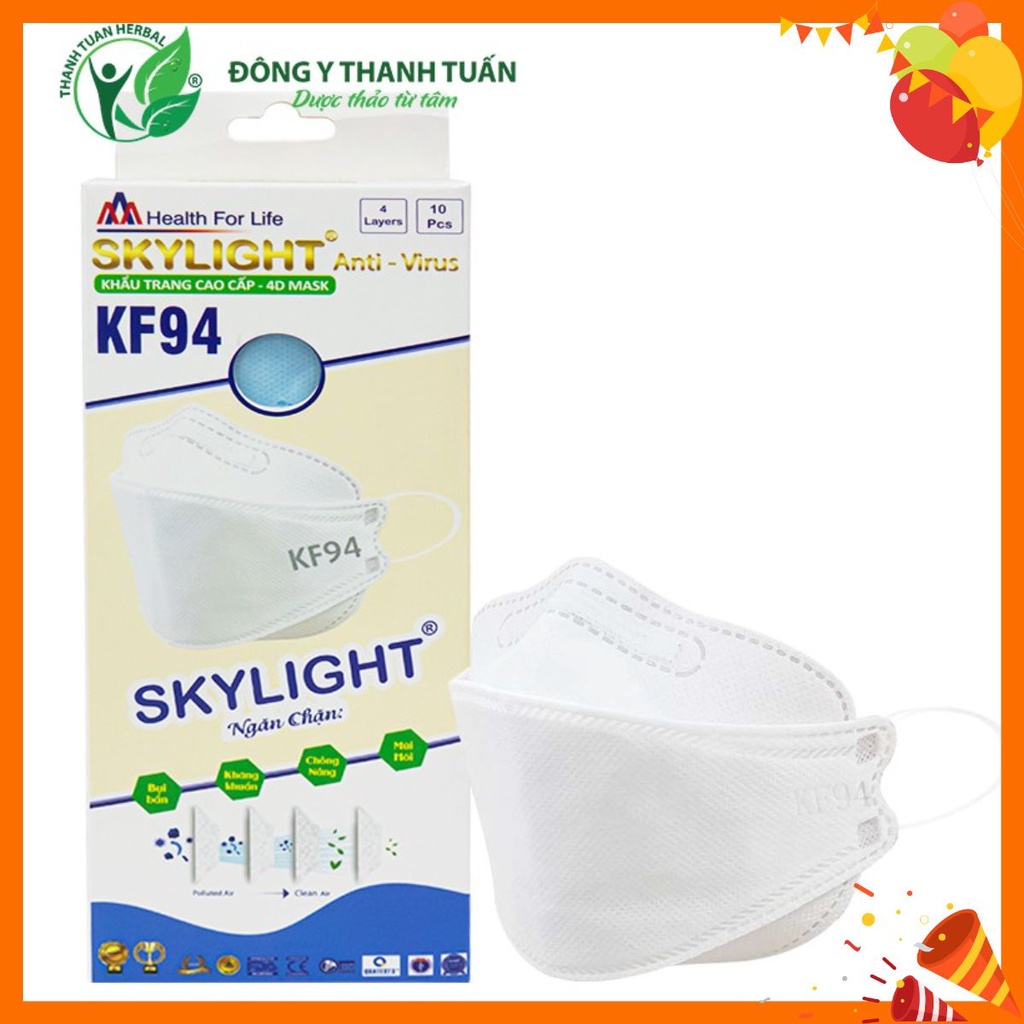 4d Mask KF94 Skylight Us FDA Certified Medical Mask Box Of 10 (White