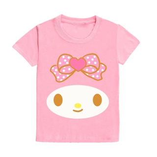 Cute Melody Head Portrait Girl Short Sleeve Tshirts Children Clothes Kids Baby Girls Costume Tops #2