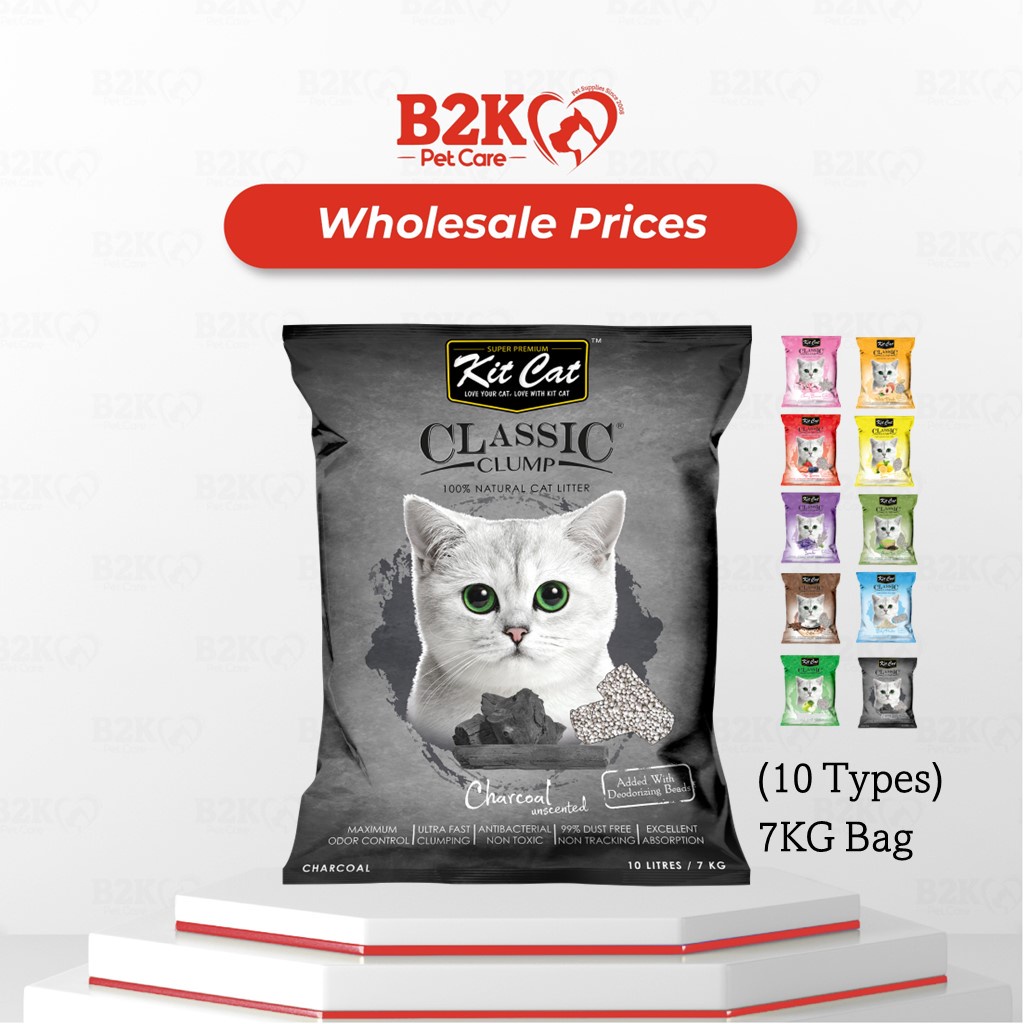 Kit Cat Classic Clump Natural Cat Litter 10L/7kg (6 packs) Deodorizing Beads, Fast Clumping