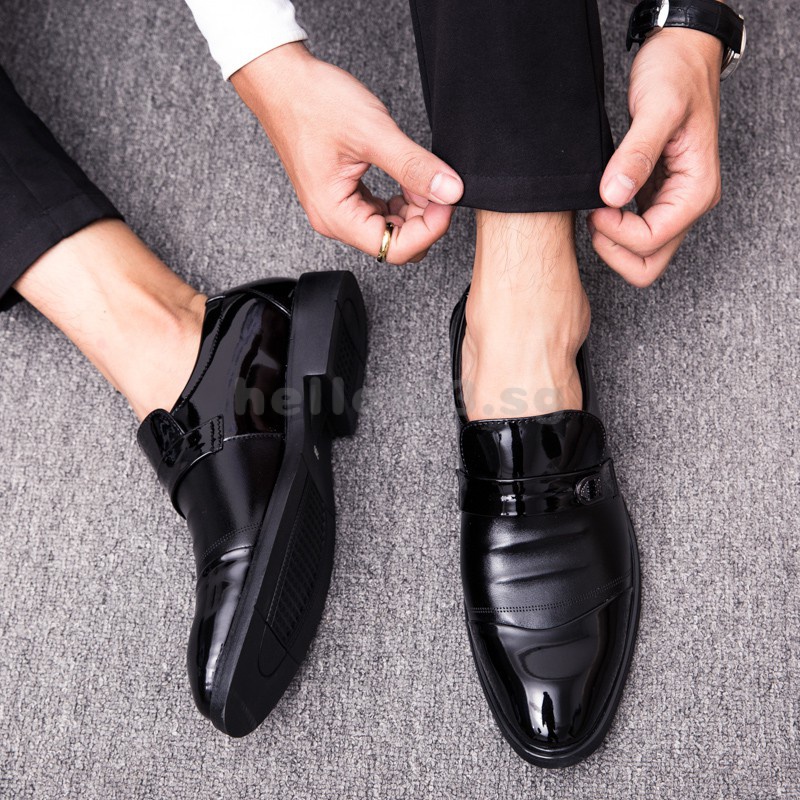 Handsome Leather Men Formal Shoes Monk Strap Dress Wedding Business KL3331 ZGFM