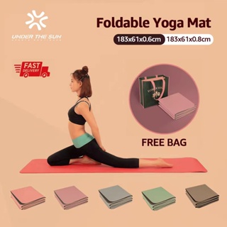 [SG STOCK]UTS 6/8mm Yoga Mat Foldable Exercise Mat Non Slip Fitness Mat Gym Light Travel Fitness Pads for Kid/Aldult