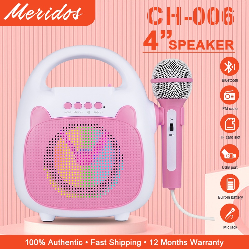 Meridos Musical Toys Bluetooth Speaker kids Microphone Karaoke Speaker With Led Light TF USB FM