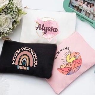 ⭐Custom⭐Your Words or Name Print Canvas Zip Pounch Pencil Case Cosmetic Storage Bag  22cmX14cm