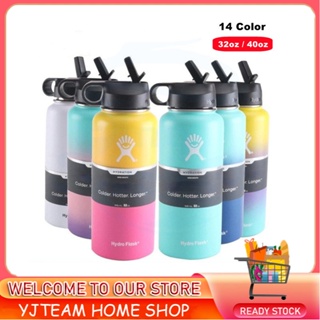 Lowest Price💯32oz/40oz New Stainless Steel Water Bottle Vacuum Insulated Wide Mouth Travel Portable Thermal Bottles with Straw/Hand Lid