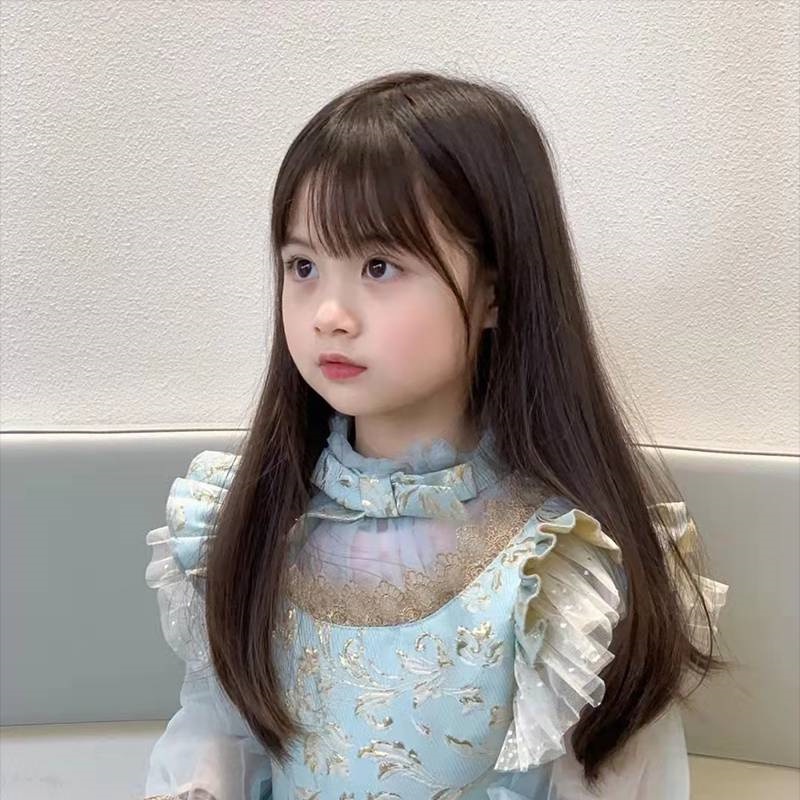 Wig Daughter Child Wig Long Straight Hair Straight Fringe Wig Full Head  Cover | Shopee Singapore