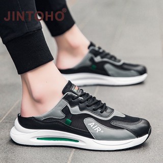 JINTOHO Summer Lazy Half-slippers Men Fashion Outside Canvas Sandals Personality Slippers Men #3