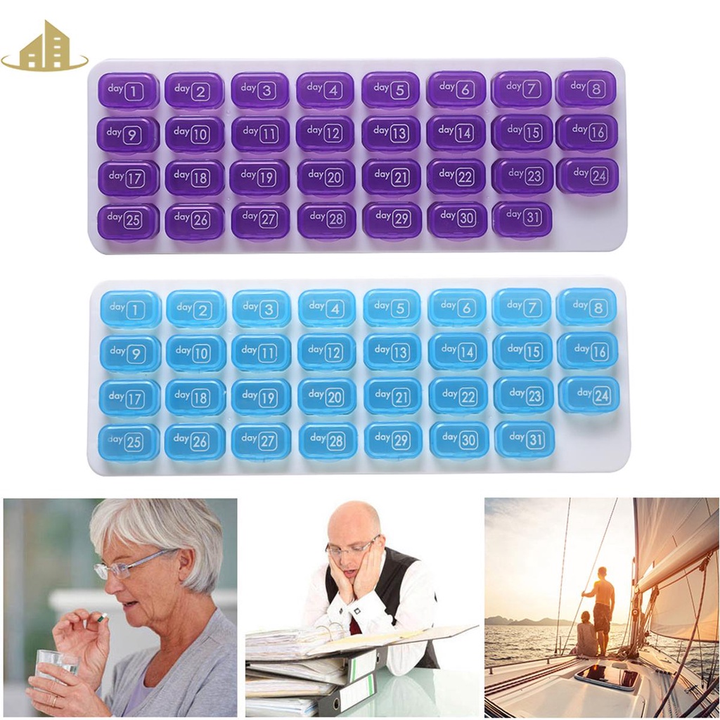 Pill Organizer Portable Pill Box Monthly 31 Grid Pill Distribution
