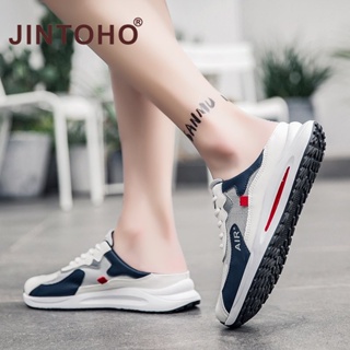 JINTOHO Summer Lazy Half-slippers Men Fashion Outside Canvas Sandals Personality Slippers Men #6