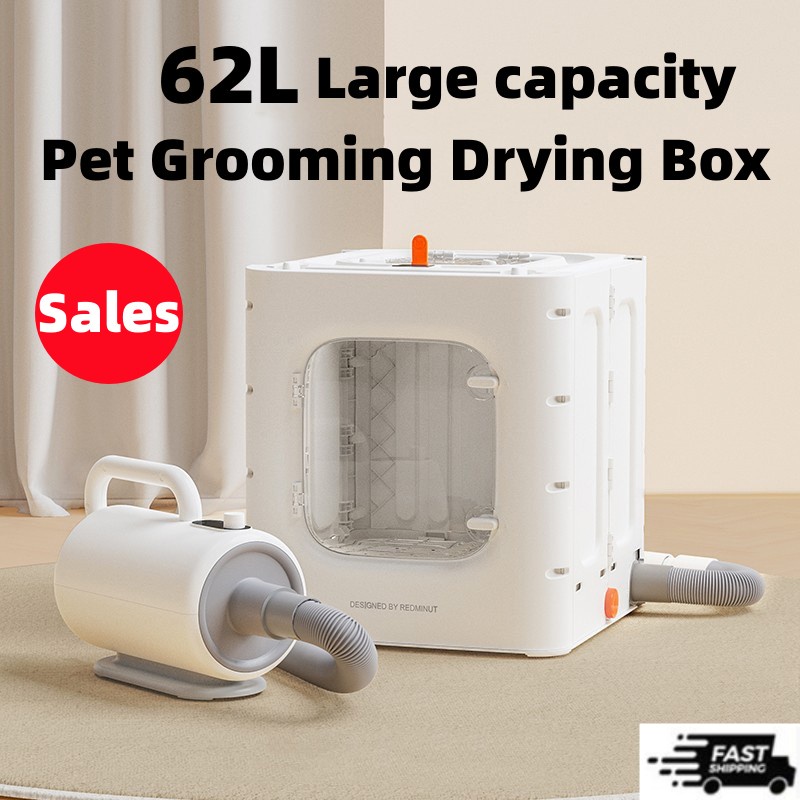 REDMINUT 62L Smart Pet Water Blower Dryers Machine Puppy and cat Dryer Cage Pet Drying Box  Pet Cat Grooming Drying Box Household Dog Dryer Animal Hair Bathing Blower Machine