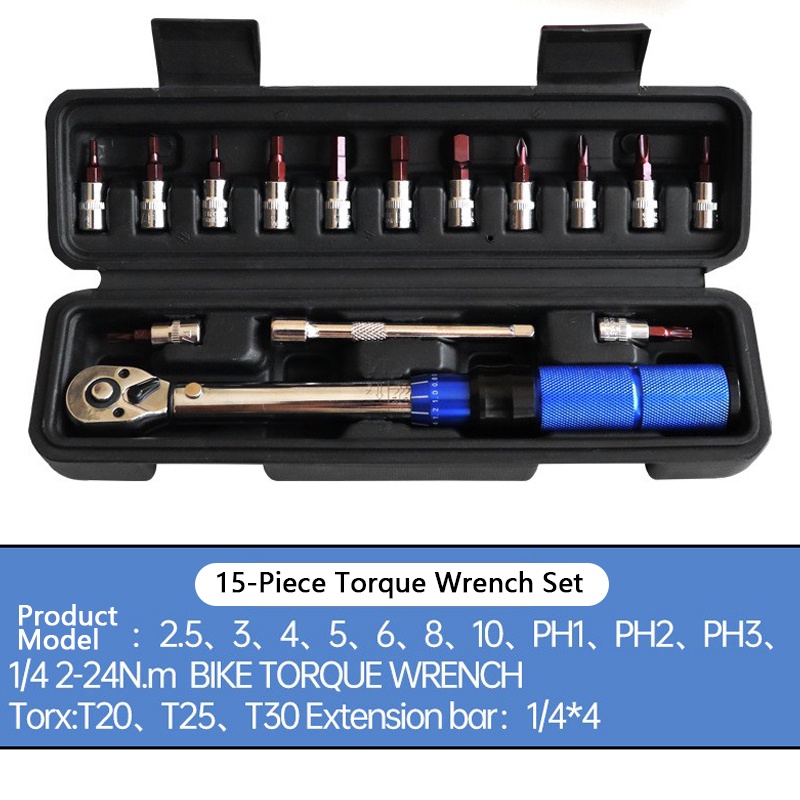 1/4 Drive 224NM Preset Torque Wrench Set MTB Road Bike Spanner Key