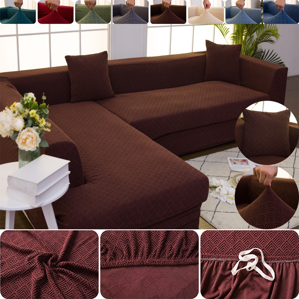 [PH STOCK & COD] Thick Sofa Cover Jacquard Craft Regular L Shape Stretchable 1/2/3/4-seater