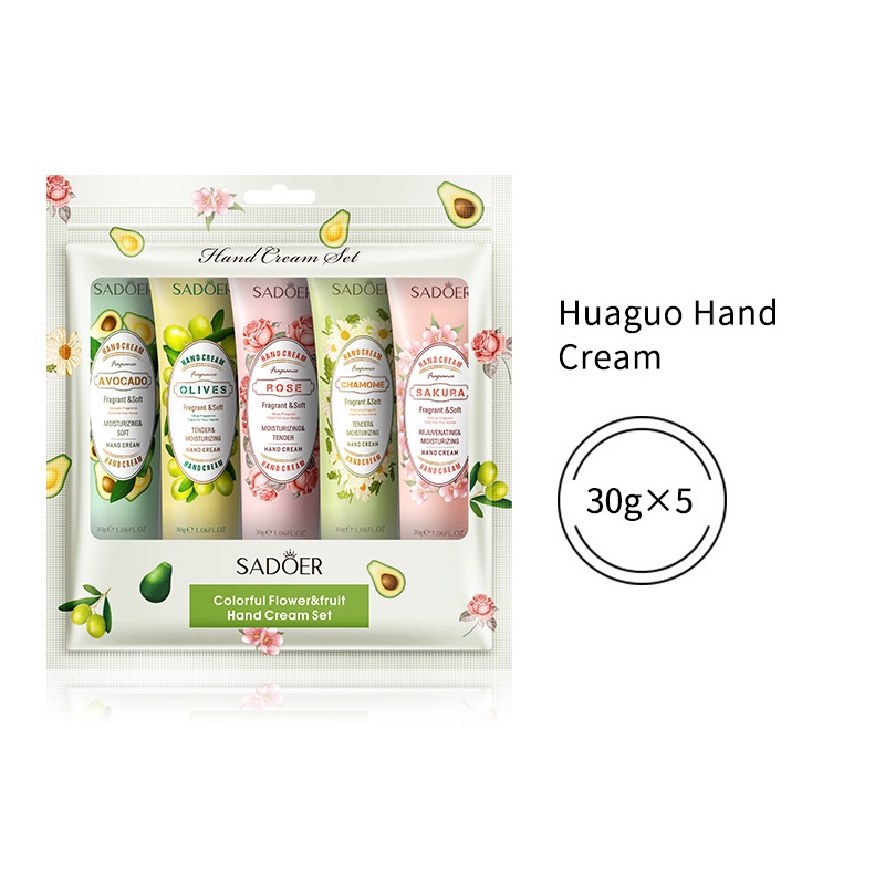 Hand Cream 5 pcs Set, Flower Plants Moisturizing Hand Care, Lighten