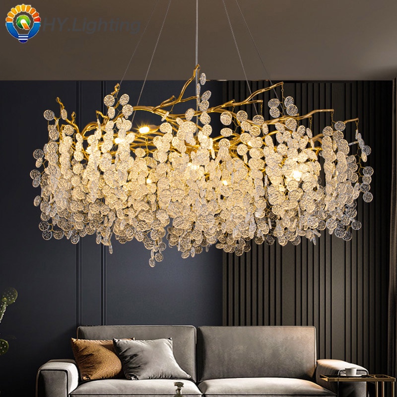 Living room crystal lamp American bedroom light dining room decorative high ceiling chandelier 22