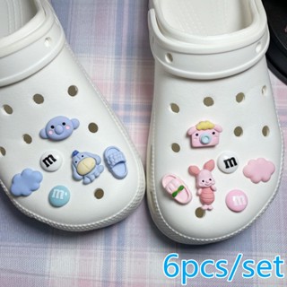 6pcs/set button shoes Charm Eeyour/pigleta Cartoon style kids Hole shoes Fashion accessories