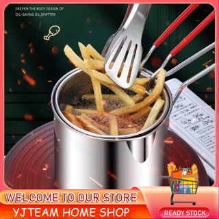 【In Stock】Deep Fryer Pot 304 Stainless Steel Kitchen Fryer with Strainer Tempura deep fryer pan chicken fries cooking tools