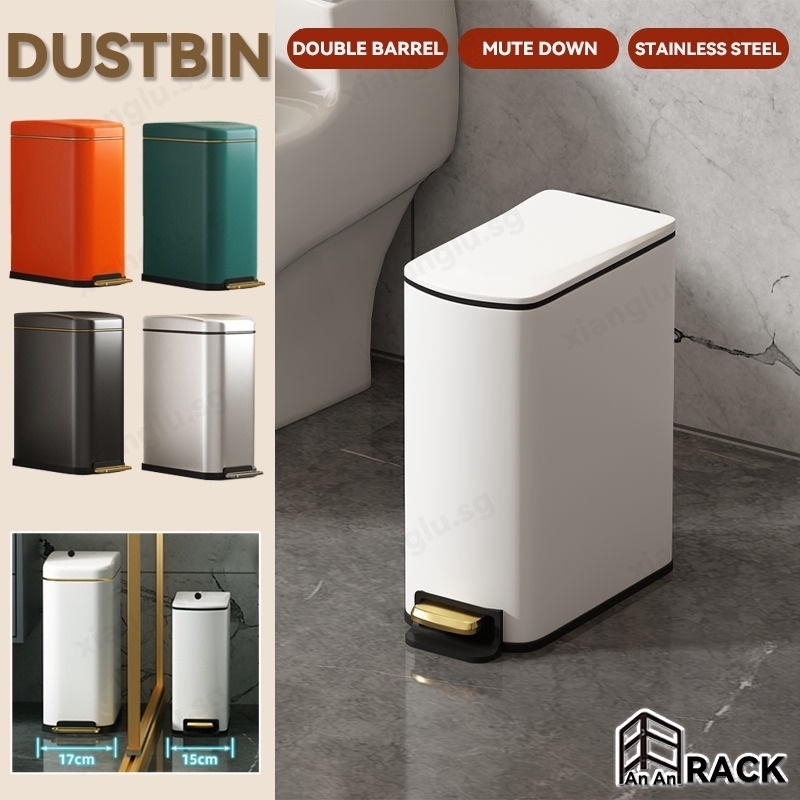 RUNZE Dustbin Stainless Steel Light Luxury Rubbish Bin Dustbin With Lid