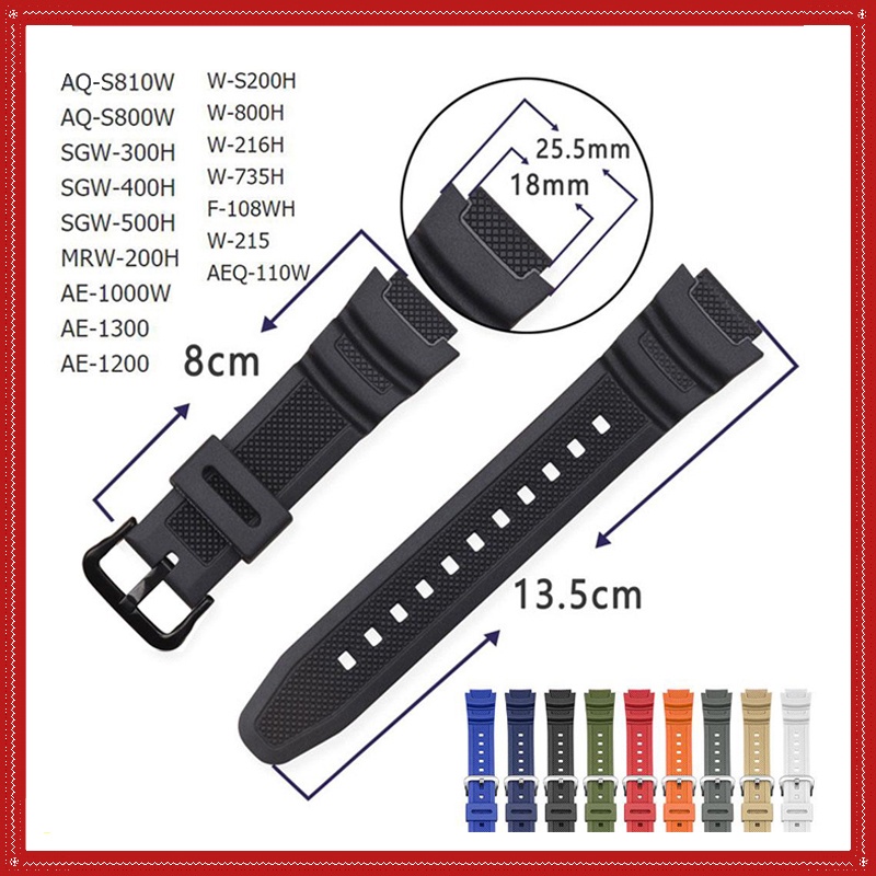Rubber Watch Strap For Casio AQ-S810W S800W AE-1000W SGW-400H 300H 500H W-735H Silicone Watchband Durable Wrist Band Bracelet