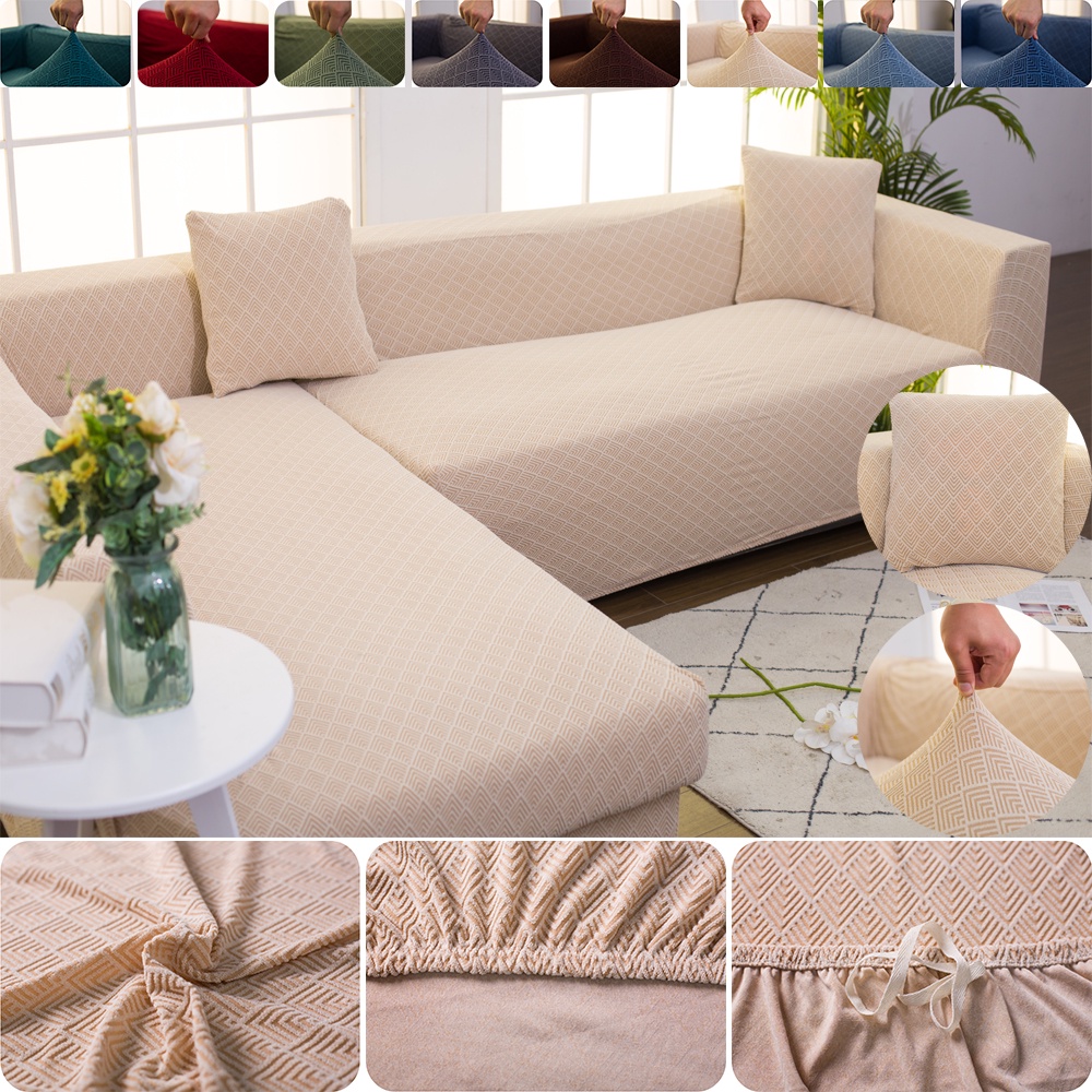 [PH STOCK & COD] Thick Sofa Cover Stretchable Jacquard Craft Regular L Shape 1/2/3/4-seater Cover