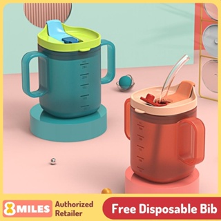 Baby Toddler Plastic Training Cup 260ml for Milk Water Sippy Cup Drinking Mug With Straw