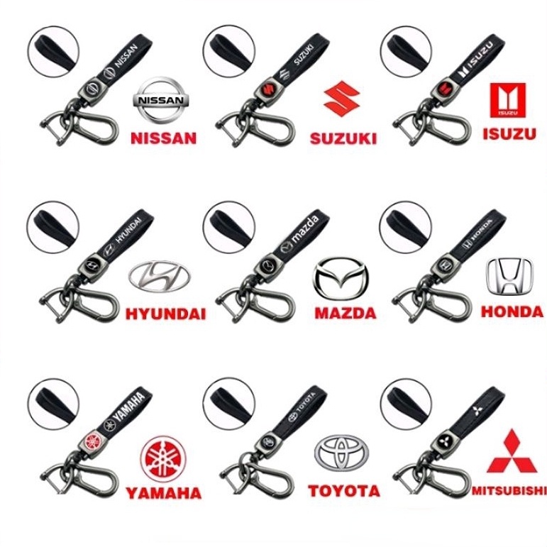 leather keychain remote holder with car brand and motorcycle brand logo