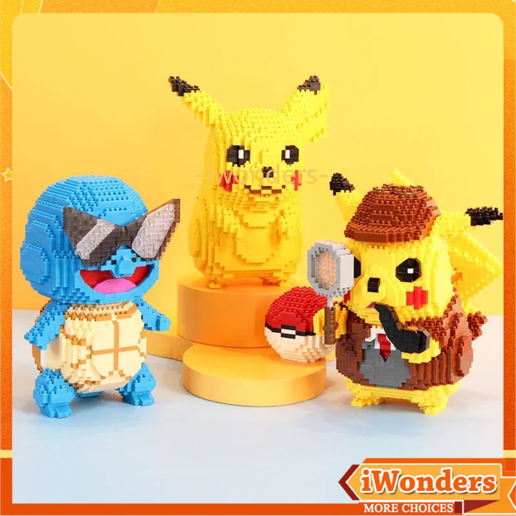 Nano Blocks Pikachu Building Blocks Pokemon Pokeball Cute Model Diamond 