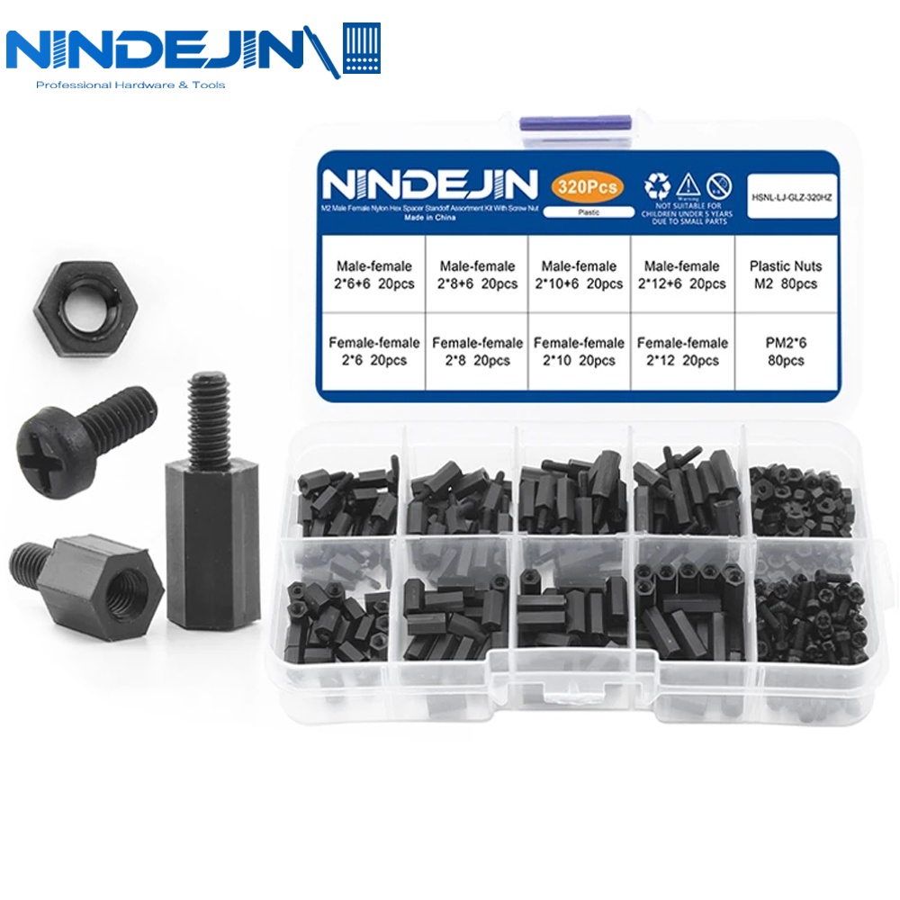 NINDEJIN Male Female Nylon Hex Standoff Kit with Plastic Screws Nuts M2 M2.5 M3 M4 Insulation