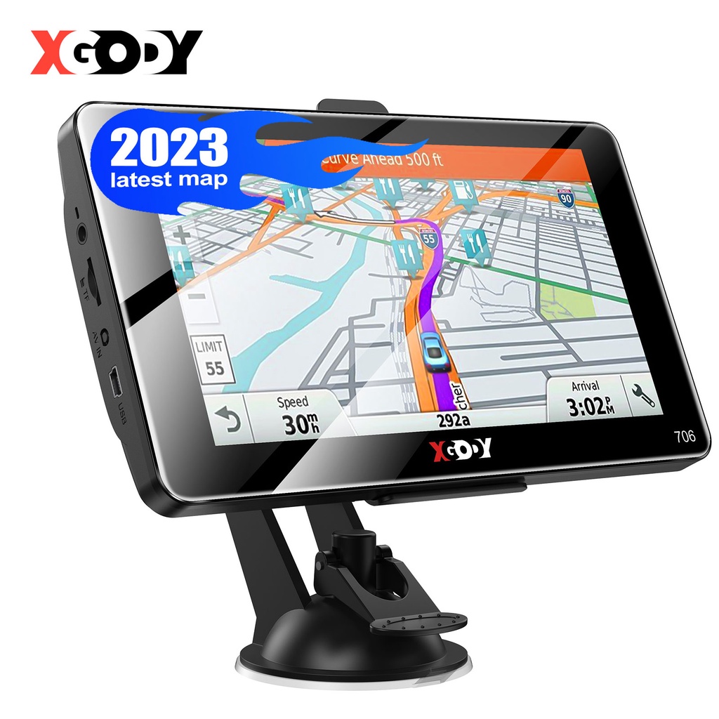 XGODY 2023 Newest 706F 7" GPS Navigation For Car Truck IPS Touch Screen Navigator 256G + 8GB Free Map With Sun Visor