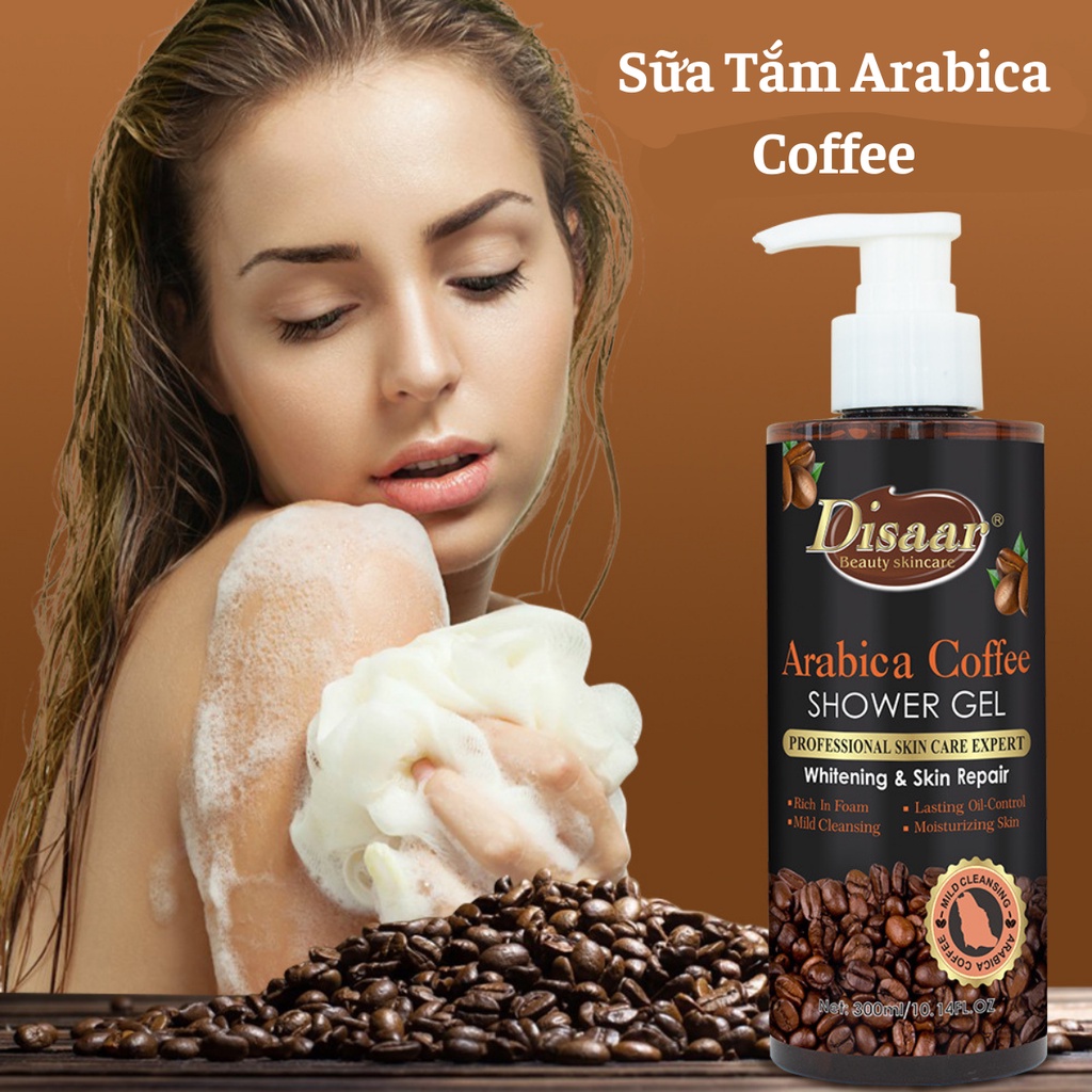 Sữa Tắm Dưỡng Thể Cà Phê Arabica Disaar Làm Sạch Sâu Các Lỗ Chân Lông, Dưỡng Ẩm & Làm Trắng Da