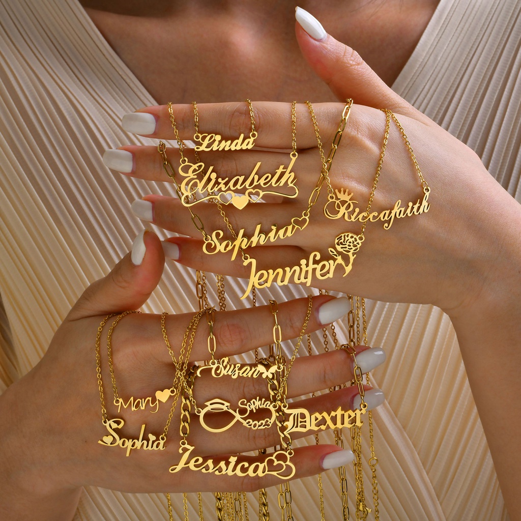 Vnox Personalized Name Pendant Necklace for Women Baby Teen(Hypoallergenic & Non-Tarnishing)