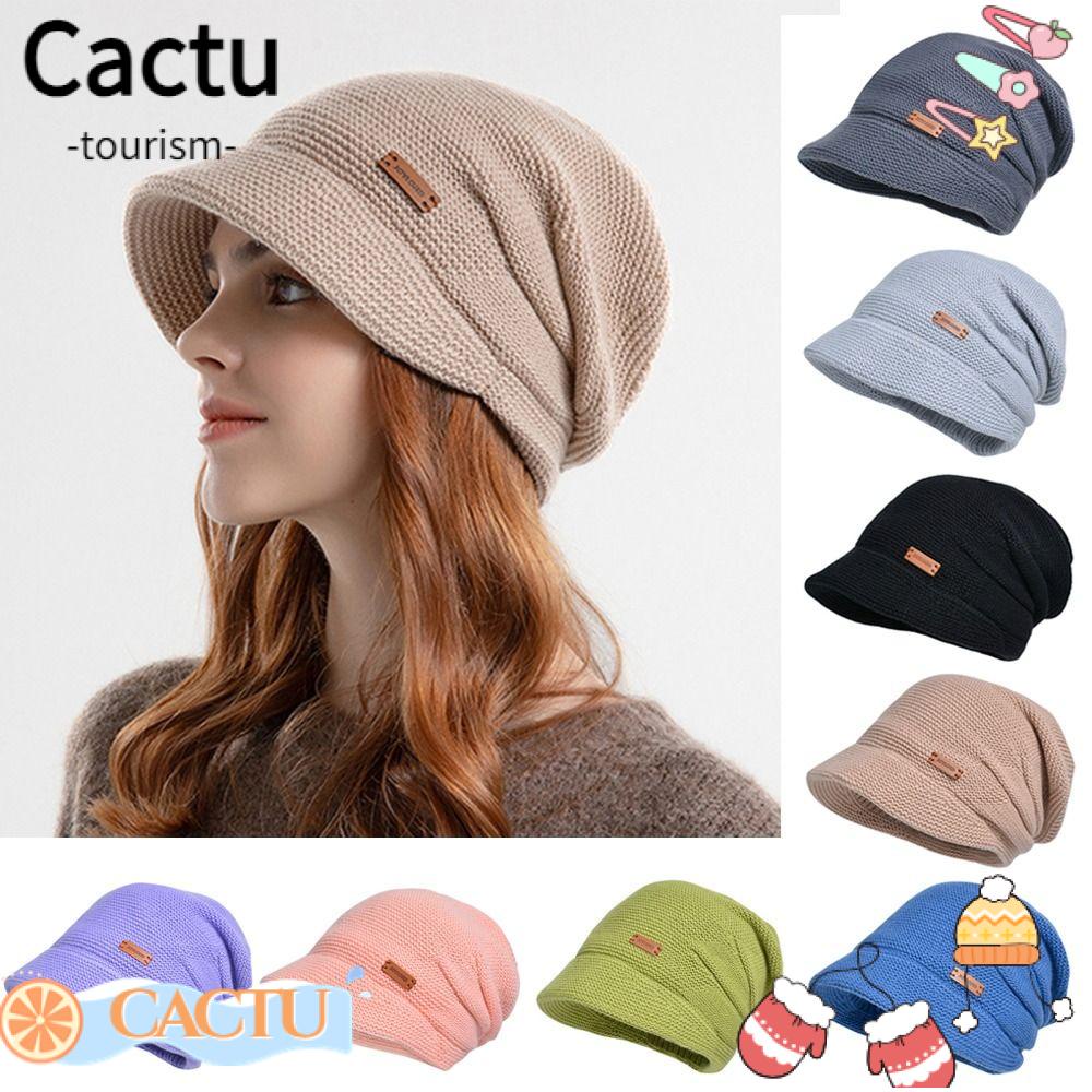 CACTU Beanies, Soft Plush Fleece Lined Knitted Hat, Casual Keep Warm Thickened Windproof Bonnet Outd
