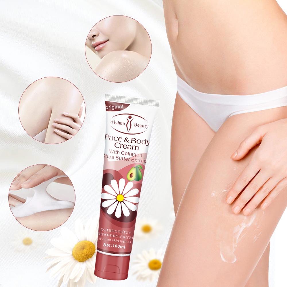 Kem Làm Trắng Da  Body Face & Body Cream 100ml Triết Xuất Từ Hoa Cúc Và Bơ Làm Da Trắng Sáng, Mềm Mịn Da Aichun Beauty