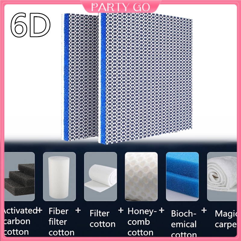 6D Fish Tank Filter Sponge Aquarium Water Filter No Glue Foam Biochemical 6 Layer Cotton Media For Internal External Filter