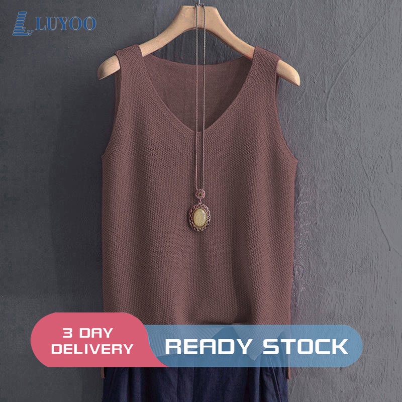 LUYOO Tanks & Camisoles Sleeveless Tops for Women Ice Silk Knitted Tshirt