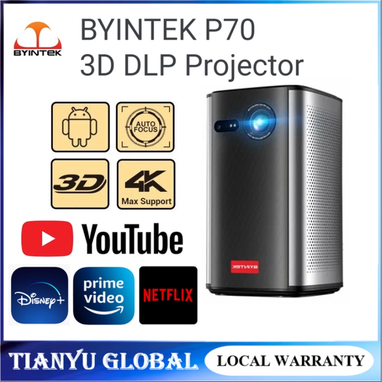 BYINTEK P70 3D 4K Mini Cinema Smart Android WiFi Portable 1080P