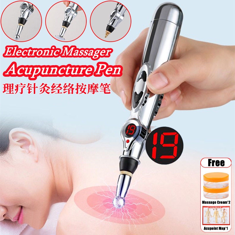 New 6/12/19Gears Electronic Acupuncture Pen Magnetic Therapy Meridian Acupoint Massage Pen Energy Physiotherapy Pen Face Massager 按摩器 针灸笔