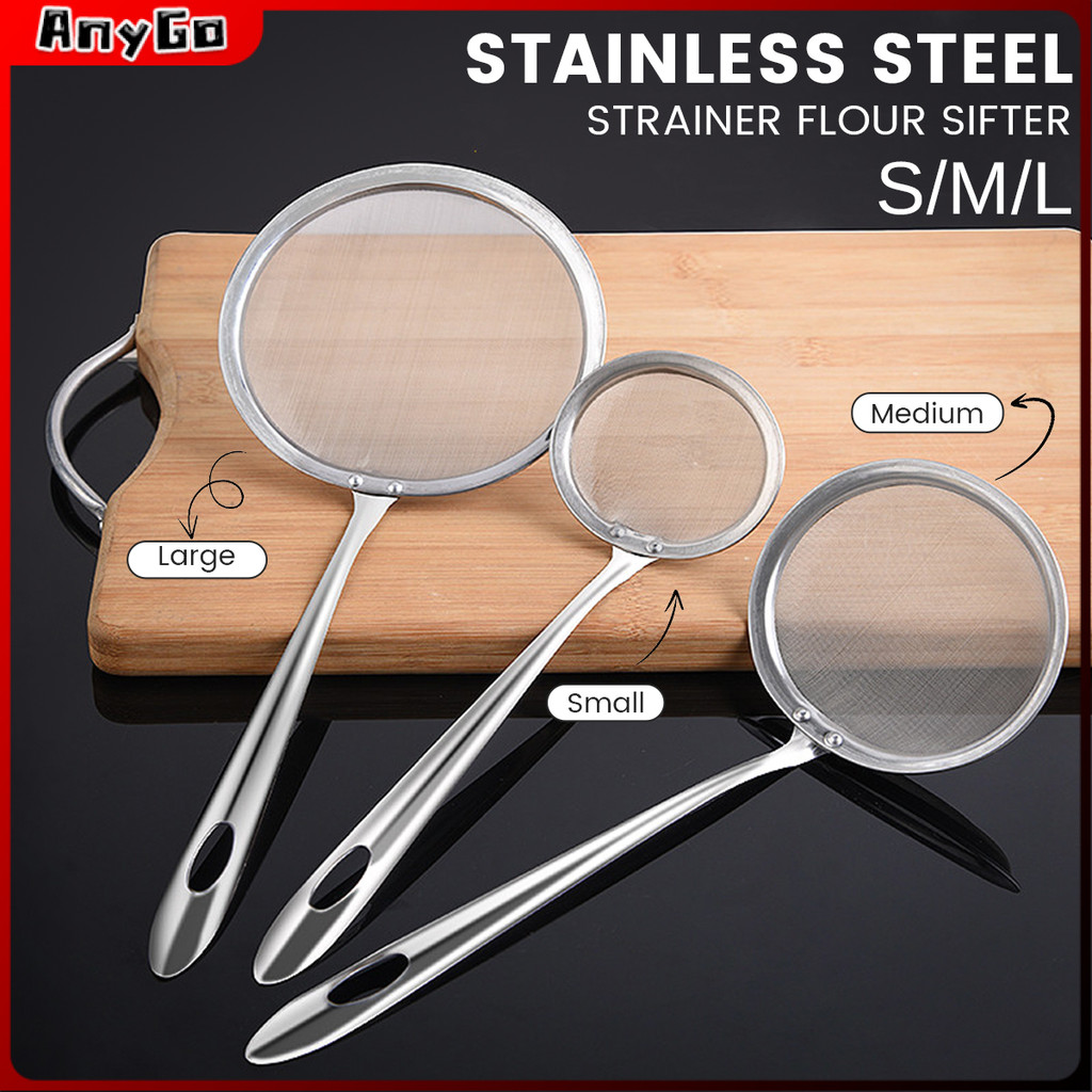 Kitchen Stainless Steel Mesh Spoon Sifter Sieve Filter Kitchenware Cooking Skimmer Strainer S/M/L