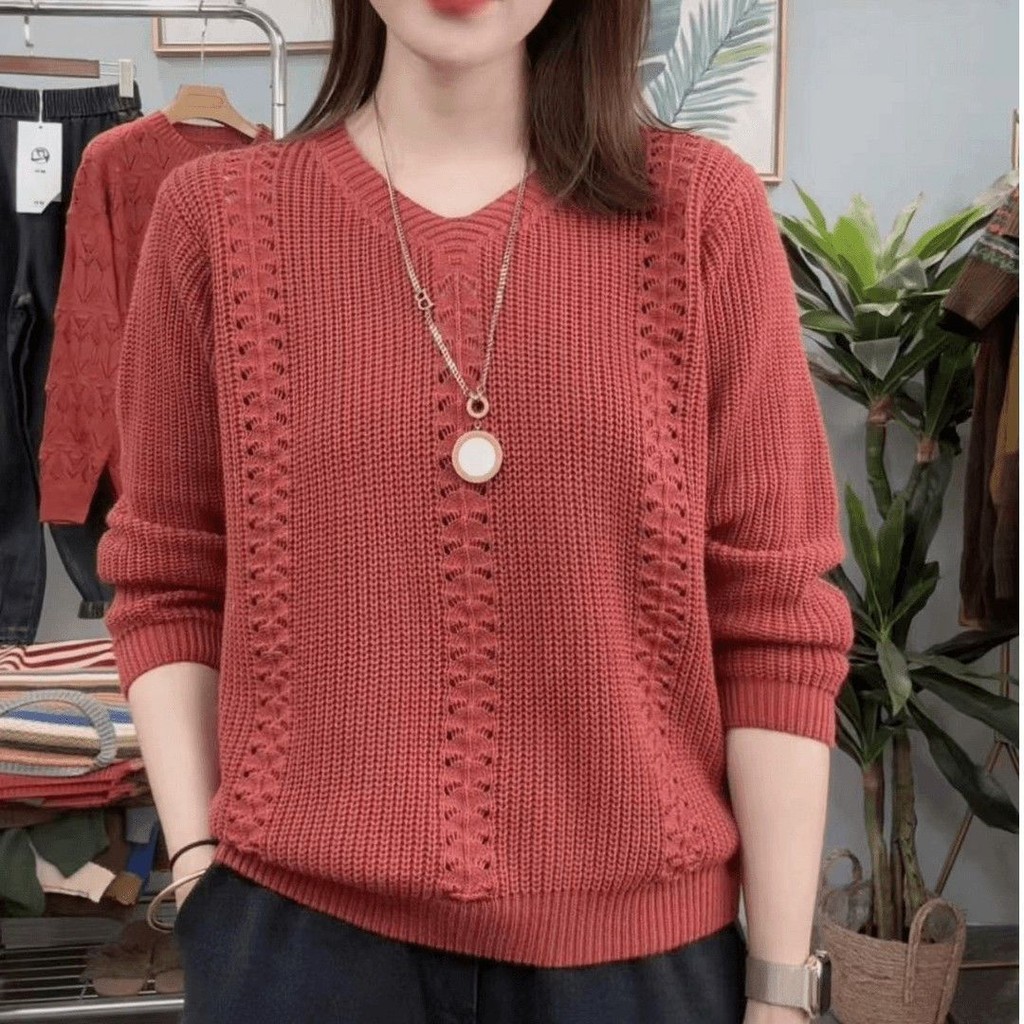 New Loose Knitted Sweater Fashion Korean Style Top Long Sleeve Casual