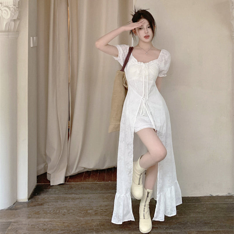 white dress shopee Saint by Kelly Faetanini  The Flower line dress for petite women New Arrival Filipiniana Top and
