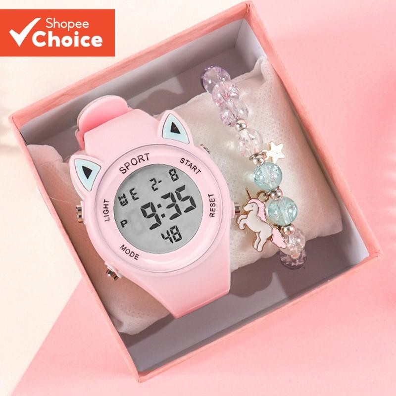Kids Digital Watch with Bracelet Gift Set Watch for Student Present Box