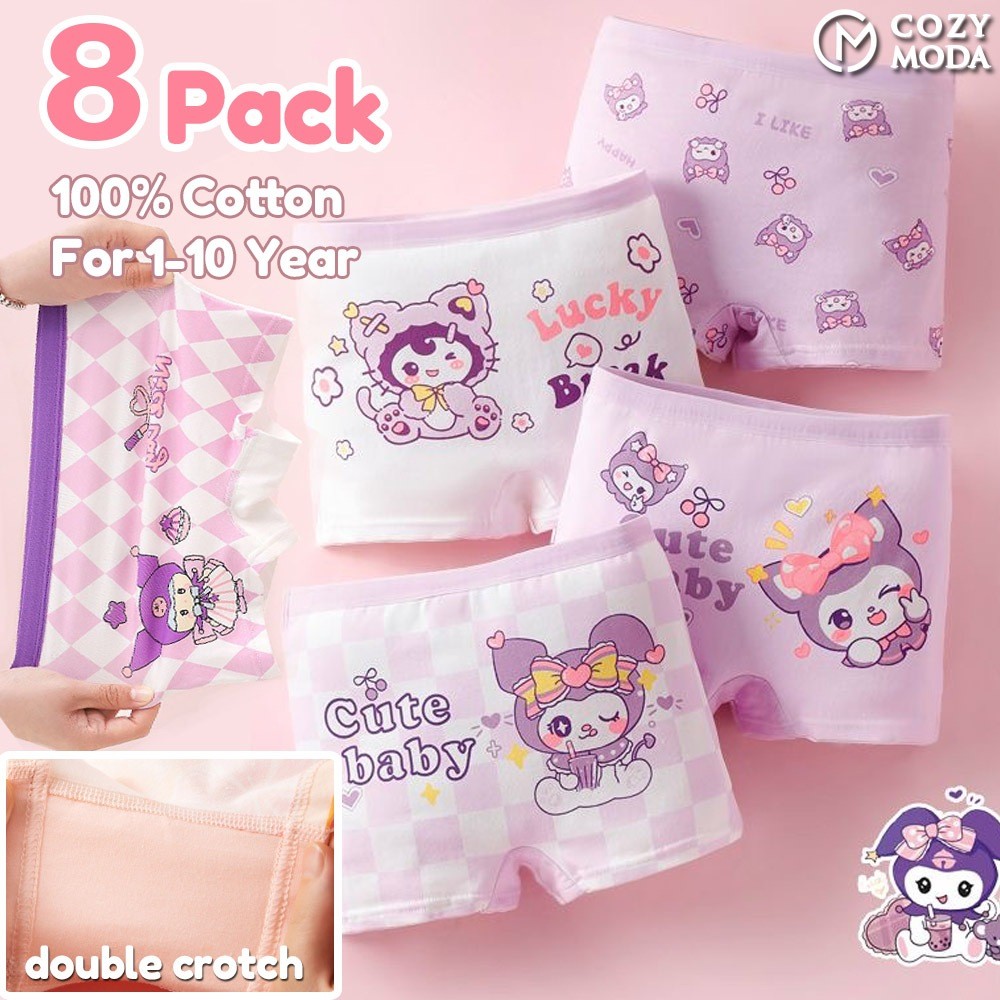 8PC 3-12Y Cotton Panty Short for Kids Girls Cartoon Boyleg Underpants Boxer Panties Set for Girls