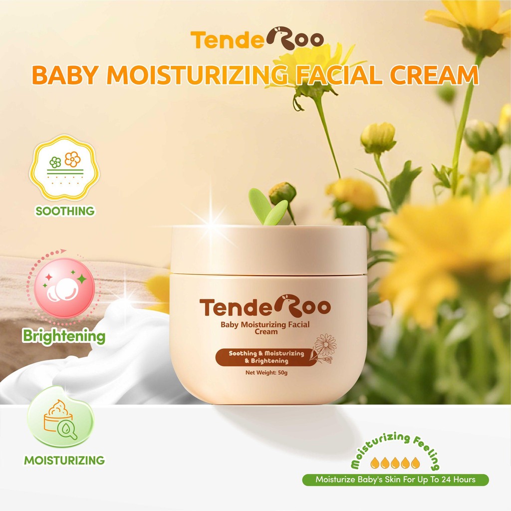 Tenderoo Baby Moisturizing Facial Cream Natural Plant Formula Soothing Brightening Sunflower SeedOil