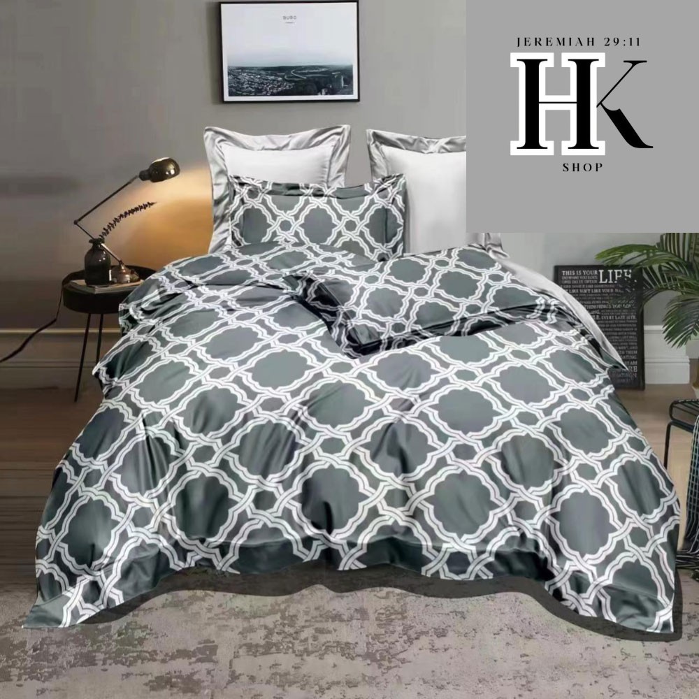 3-in-1 Bedsheet Set – Geometric Design | 1 Fitted + 2 Pillowcases