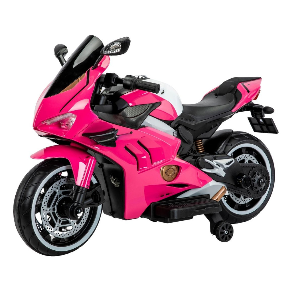 Mini Moto Elétrica Infantil Gigante Rosa 24v Banco Couro E Luzes 110v/220v