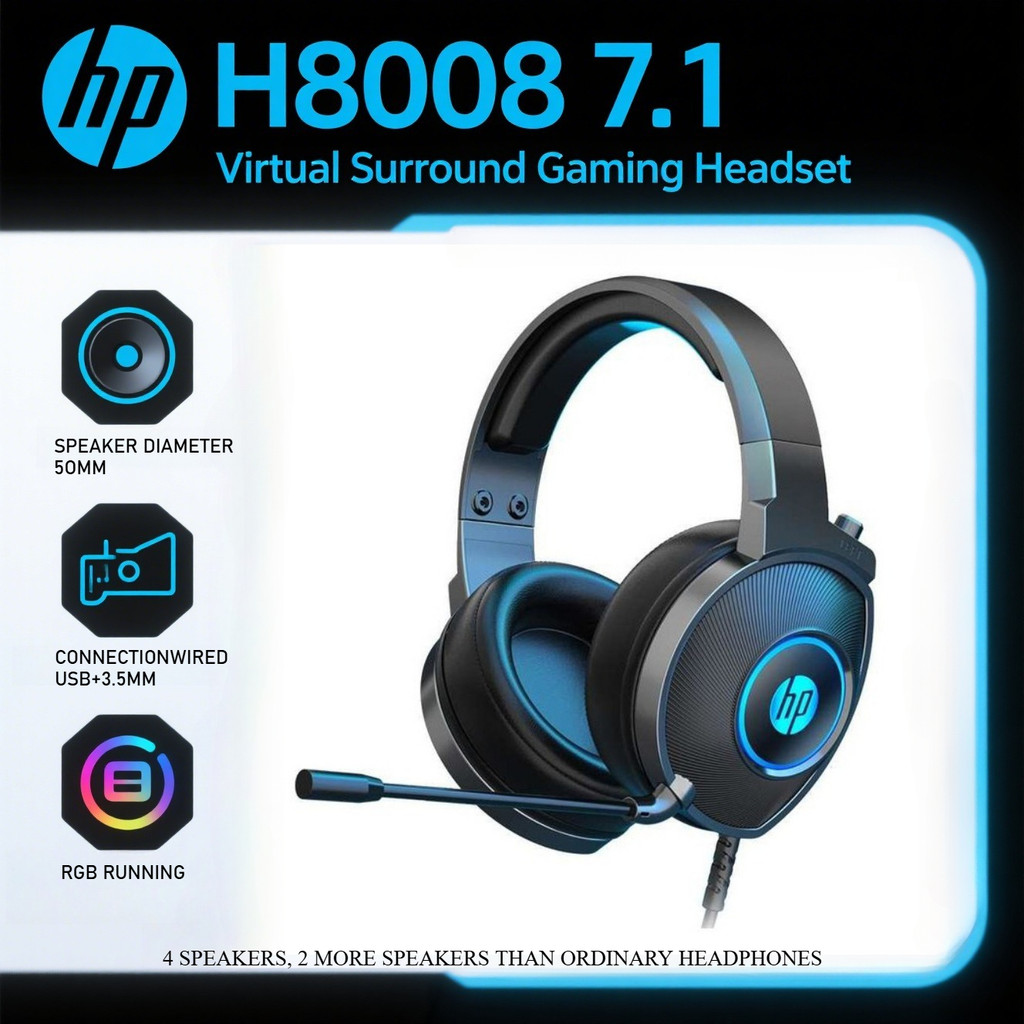 HP 8008 headset with microphone 7.1 stereo gaming headset game Headphone