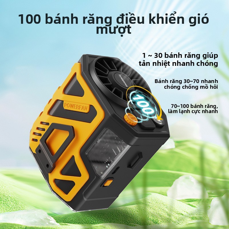Quạt điện cầm tay ngoài trời mới, gió mát mạnh, loại đeo cổ, có thể sạc lại