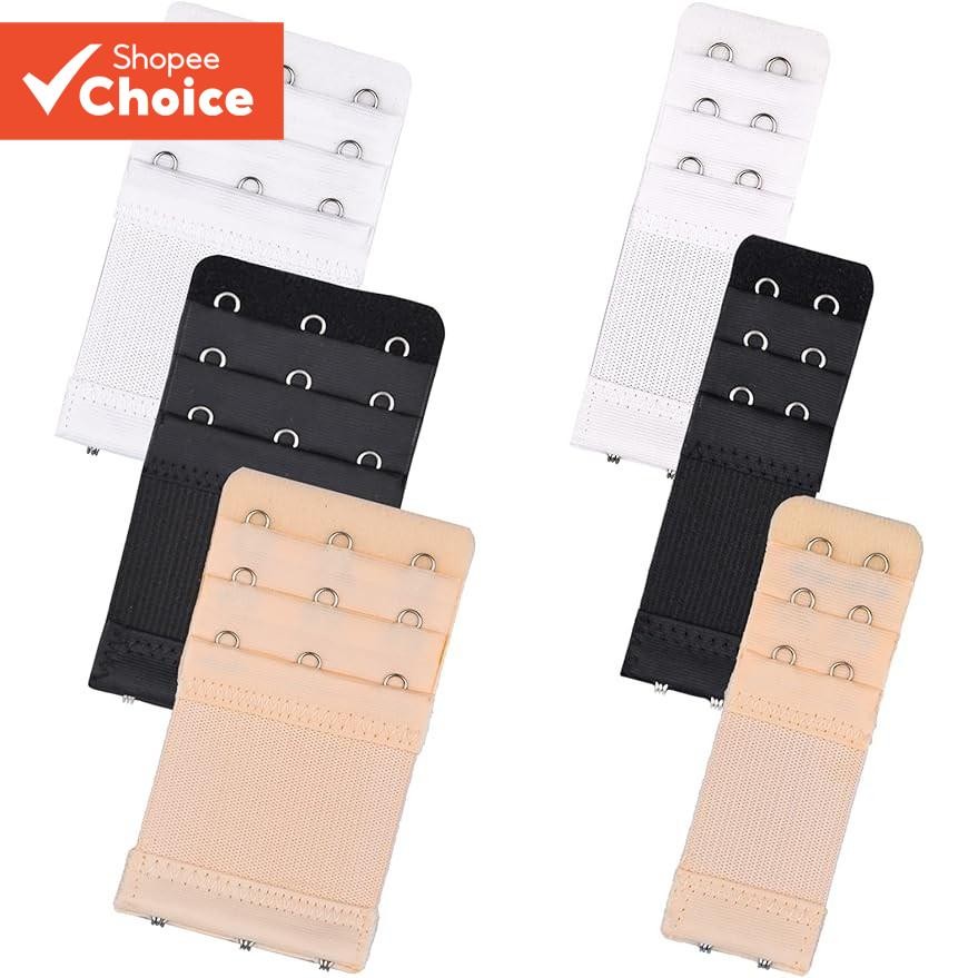 3 Pcs 2 & 3 Hook Bra Extenders Stretchy Maternity Weight Change Black White Nude