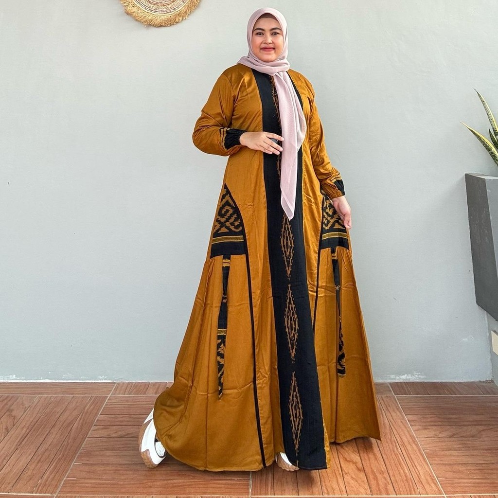 Gamis Muslim  Nyaman Amanda Nabila  (Free Pouch, Goodie Bag) Rayon Twill Premium Mix Kain Tenun Tros