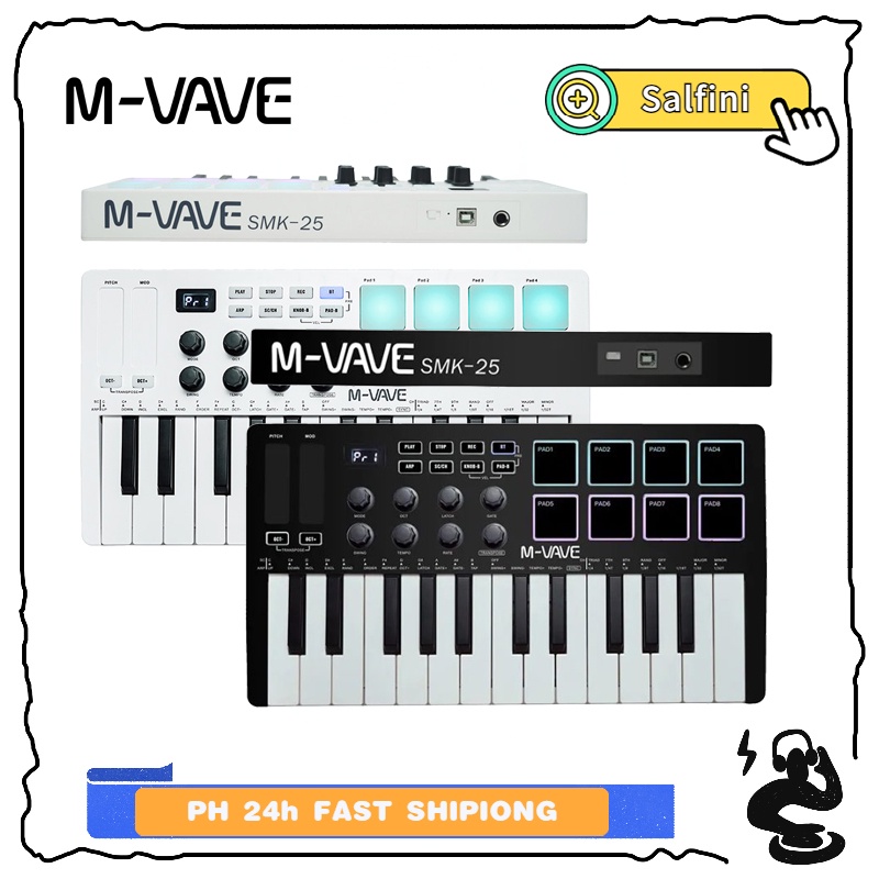 M-VAVE 25-Key MIDI Control Keyboard Mini Portable USB Keyboard MIDI Controller with 25 Velocity Sens