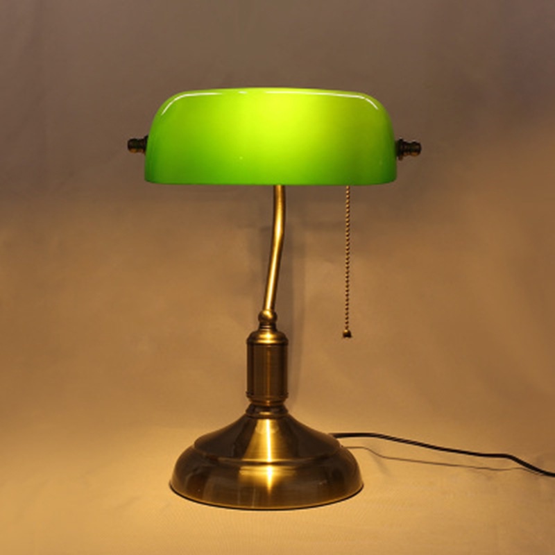 Ceramic Table Lamp Bedroom Lamp Bulb Included 220V American Vintage Pull Chain Glass Shade E27 LED L
